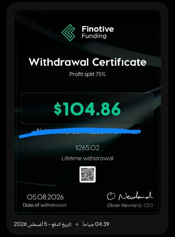 شهادة سحب من Finotive Funding