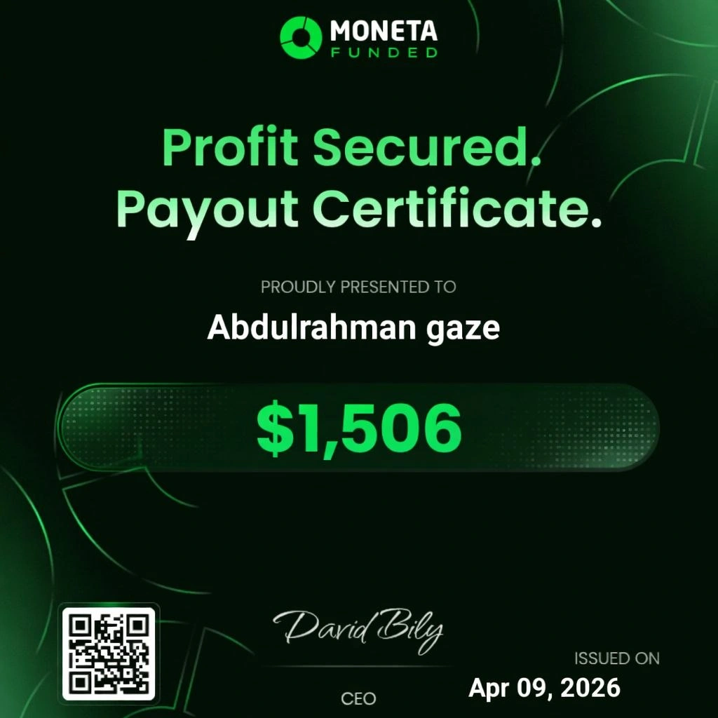 شهادة سحب من Moneta Funded